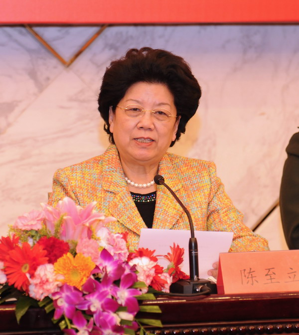 全国人大常委会副委员长、全国妇联主席、中国儿童少年基金会理事长陈至立讲话